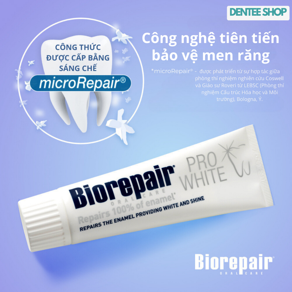 Kem đánh răng Biorepair Pro White làm trắng chuyên nghiệp, không fluor