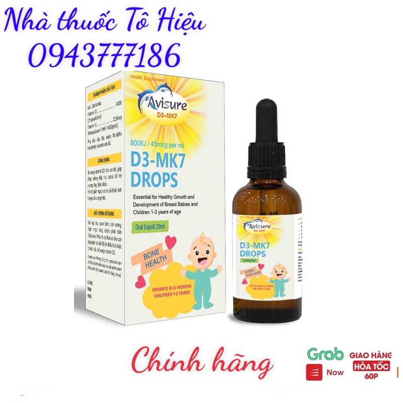 Avisure D3 - MK7 Drops - bổ sung vitamin D3 và K2 giúp bé cao lớn vượt trội