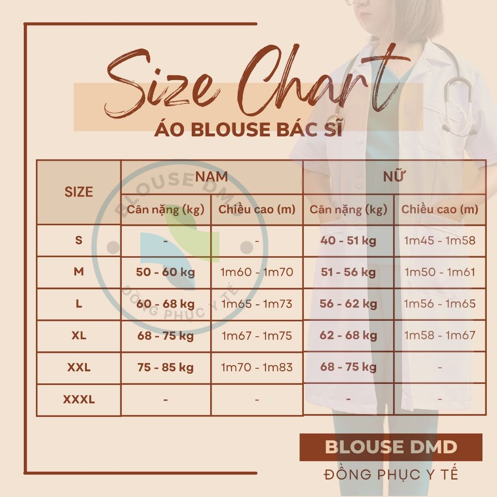 Áo choàng Blouse nam nữ Bác sĩ, Dược sĩ, Áo blu Phòng khám, Phòng thí nghiệm dáng dài cộc tay vải kaki dày đẹp