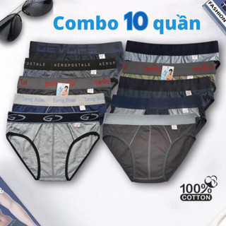 SET 10 Quần Sịp Nam Thun Cotton 100% Nhiều Lưng Ngẫu Nhiên - Quần Lót Nam Co Giãn, Mềm Mại, Thoải Mái, Thấm Hút Tốt