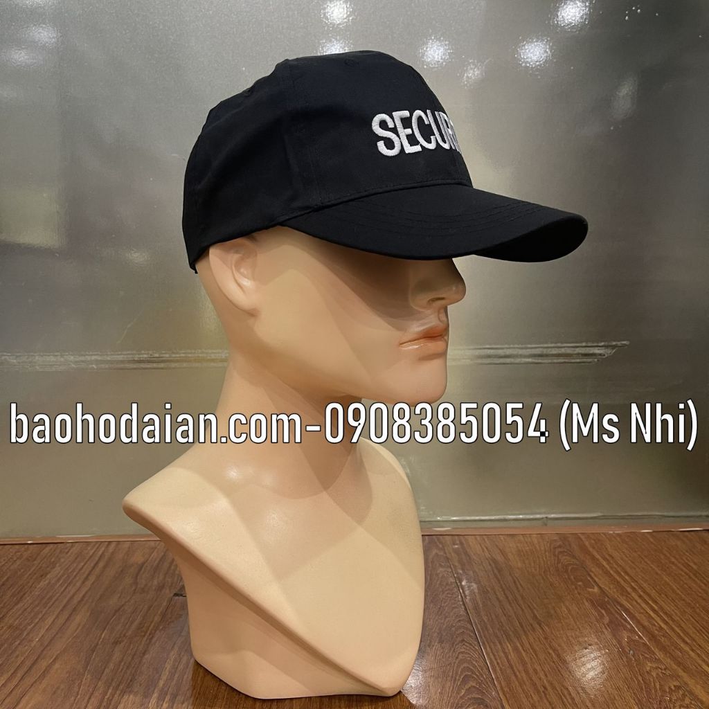 Nón kết vệ sĩ màu đen SECURITY chất liệu vải kaki