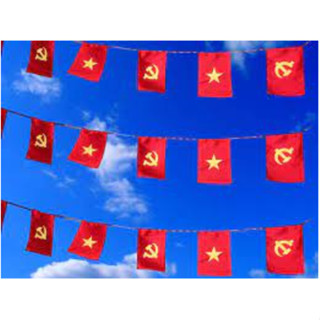 Cờ Dây Tổ Quốc Đảng  20 Lá Dài 10m In 2 Mặt Cao Cấp Vải Satin Bóng xen kẽ cờ Đảng và cờ Tổ Quốc