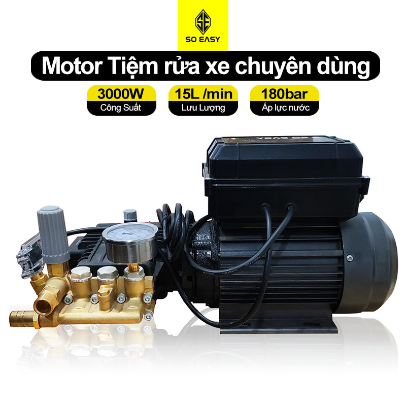 Động cơ motor máy rửa xe công nghiệp cao áp SOEASY 3000W NET010 tiệm rửa xe chuyên dùng, động cơ lõi đồng ty sứ, may rua