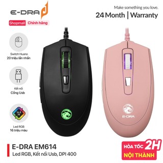 Chuột gaming, chuột máy tính chơi game có dây e-dra em614 - led rgb - kết nối usb - 4000 dpi - hàng chính hãng