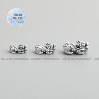 Tỳ hưu bạc thái - tỳ hưu sừng dài cây kim tiền - 3 size - charm phụ kiện xâu phối vòng tay phong thủy