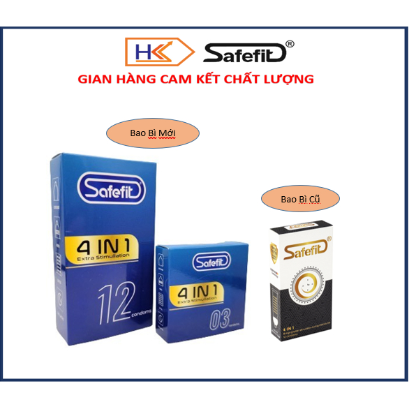 Bộ 3 hộp bao cao su Safefit 4in1 - Prolong - Untra thin - mỗi hộp 12 chiếc