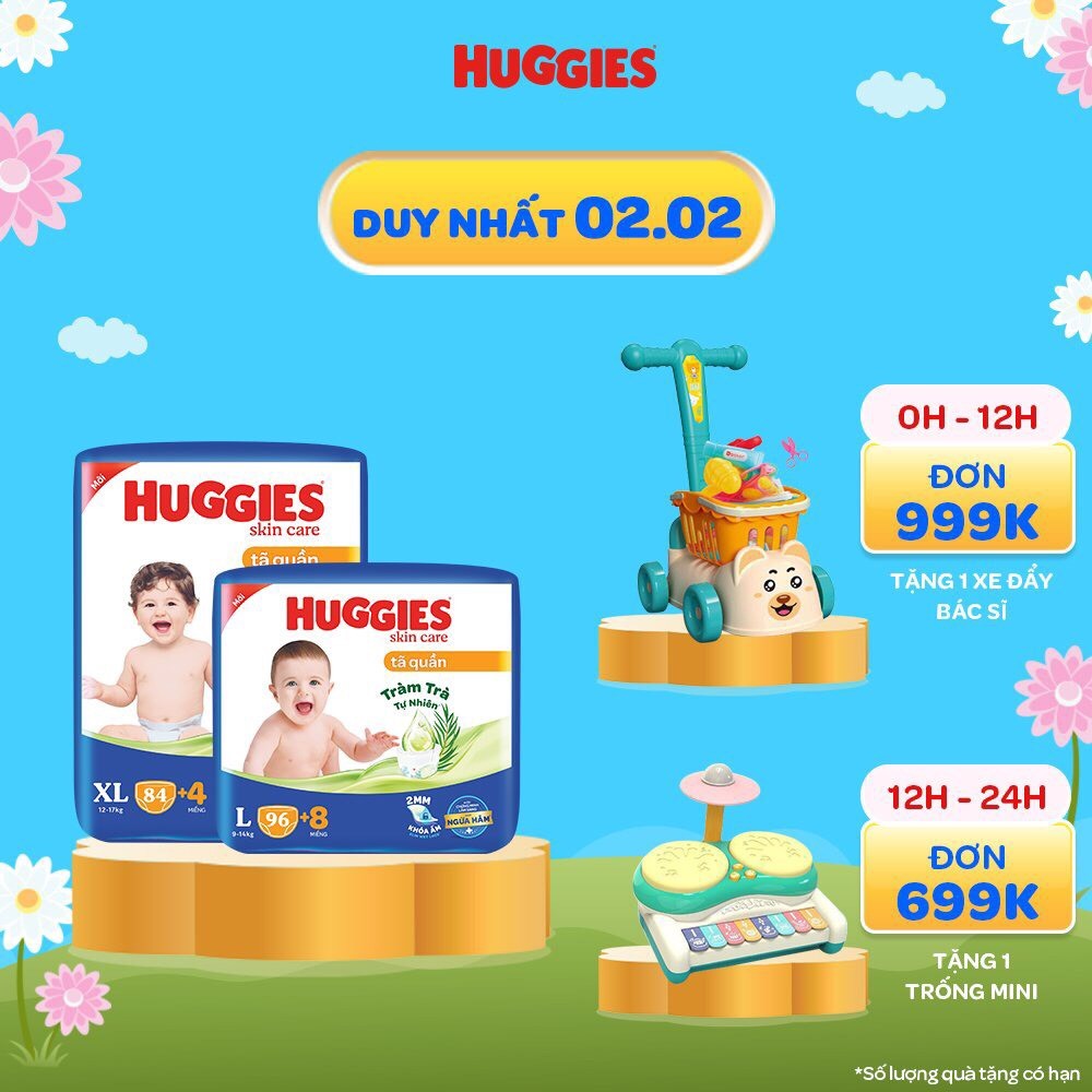 Có quà Tã quần HUGGIES Hương Tràm Trà Tự Nhiên Skincare Pants Mega Jumbo