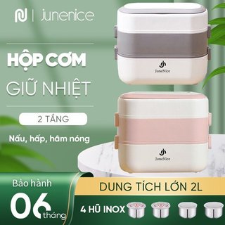 Hộp cơm cắm điện 2 quai cầm, 2 tầng với 4 hũ inox, 2 nắp đậy và 2 nắp thông hơi, chấu cắm 2 chân HÀNG CÓ SẴN