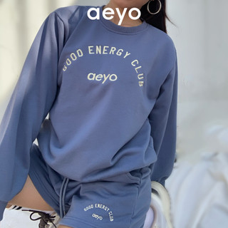 Set Bộ Nữ, Đồ Bộ Thu Đông Nữ, Áo Sweater cổ tròn Quần Short From rộng Dài Tay Chất Liệu Nỉ Cotton,màu xanh và kem