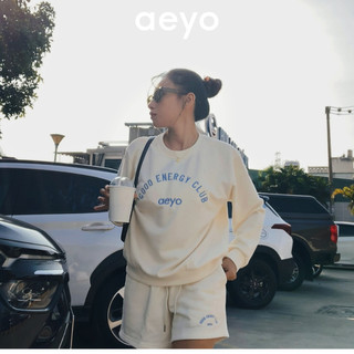 Set Bộ Nữ, Đồ Bộ Thu Đông Nữ, Áo Sweater cổ tròn Quần Short From rộng Dài Tay Chất Liệu Nỉ Cotton,màu xanh và kem