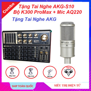 Combo Micro, Mic AQ 220, Sound Card K300 Pro Max Thu Âm Bluetooth, Hát Cực Hay - Không Có Đối Thủ Cùng Giá Tiền
