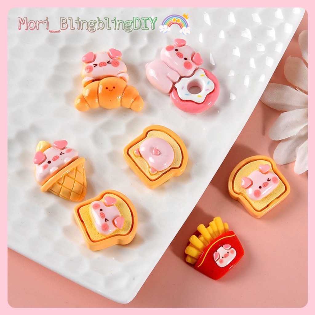 (C506) Phụ Kiện Charm Hình Heo Đồ Ăn Dễ Thương [Không Nút Gắn]