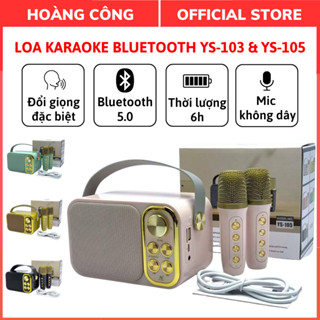 Loa Karaoke Bluetooth Mini YS-105 và YS-103 kèm 2 mic không dây, Âm thanh siêu hay, Bass cực đã tai, Thay đổi tone giọng