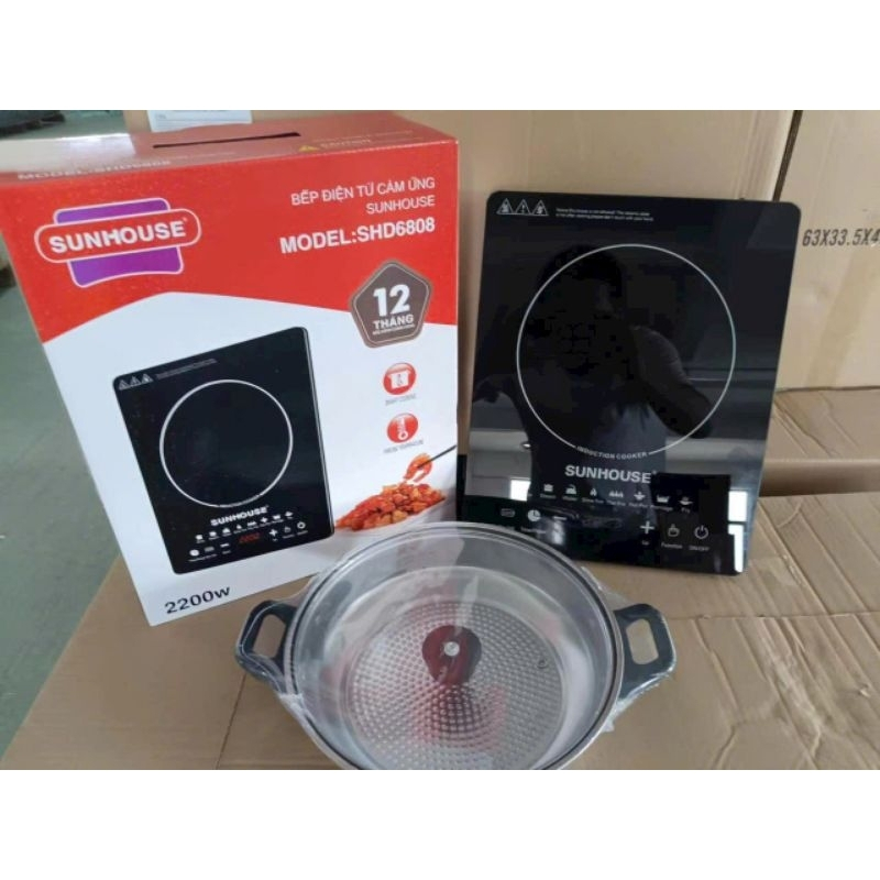 Bếp Từ Đơn PL Cảm Ứng Mặt Kính Cường Lực TẶNG KÈM NỒI, Công Suất 2200W, Có Chức Năng Hẹn Giờ, Truyền Nhiệt Tốt