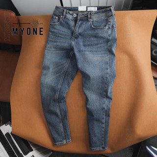 Quần jean nam form slimfit 2 màu Xanh biển cao cấp, quần bò bó vải denim co giãn tốt Myone 714718