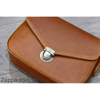 ZEPPA chính hãng - Da bò thật 100% - Túi đeo chéo nữ màu vàng nâu MS: TVN5