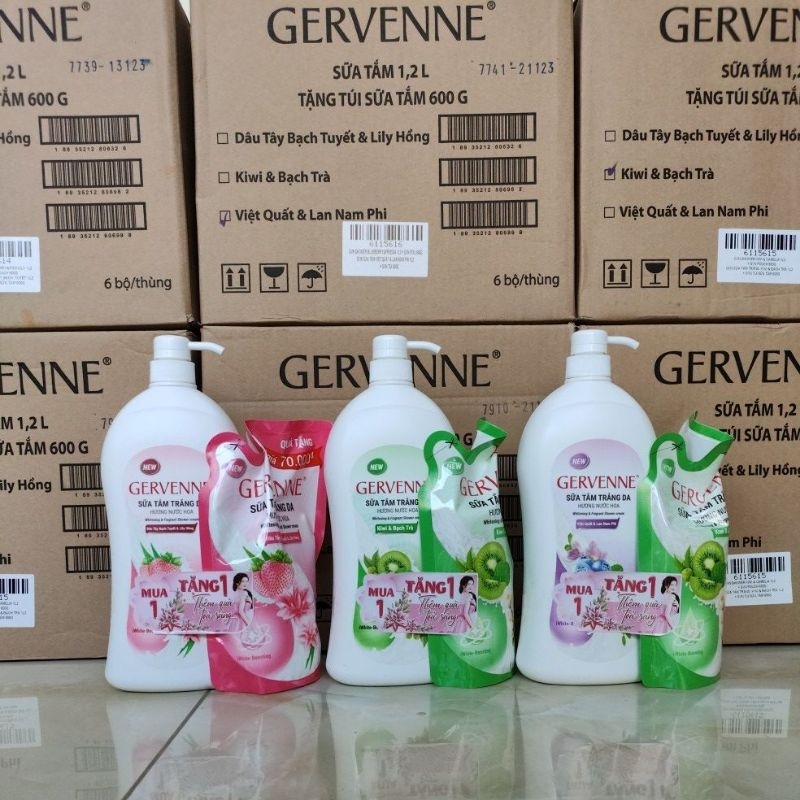 Sữa tắm Gervenne 1.2L - Tặng Túi sữa tắm 600g