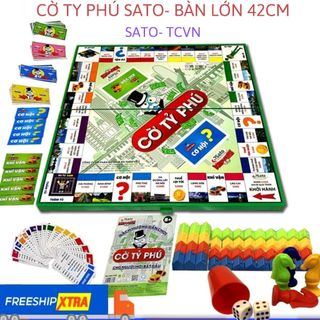 Bộ cờ tỷ phú sato an toàn việt tcvn cỡ lớn, thử thách làm giàu , board game chơi nhóm cực vui