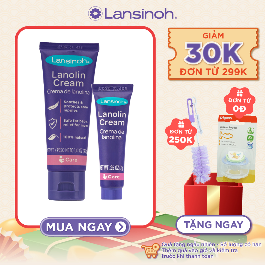 Kem dưỡng đầu Ti cho Mẹ HPA Lanolin Lansinoh 7gram 40gram