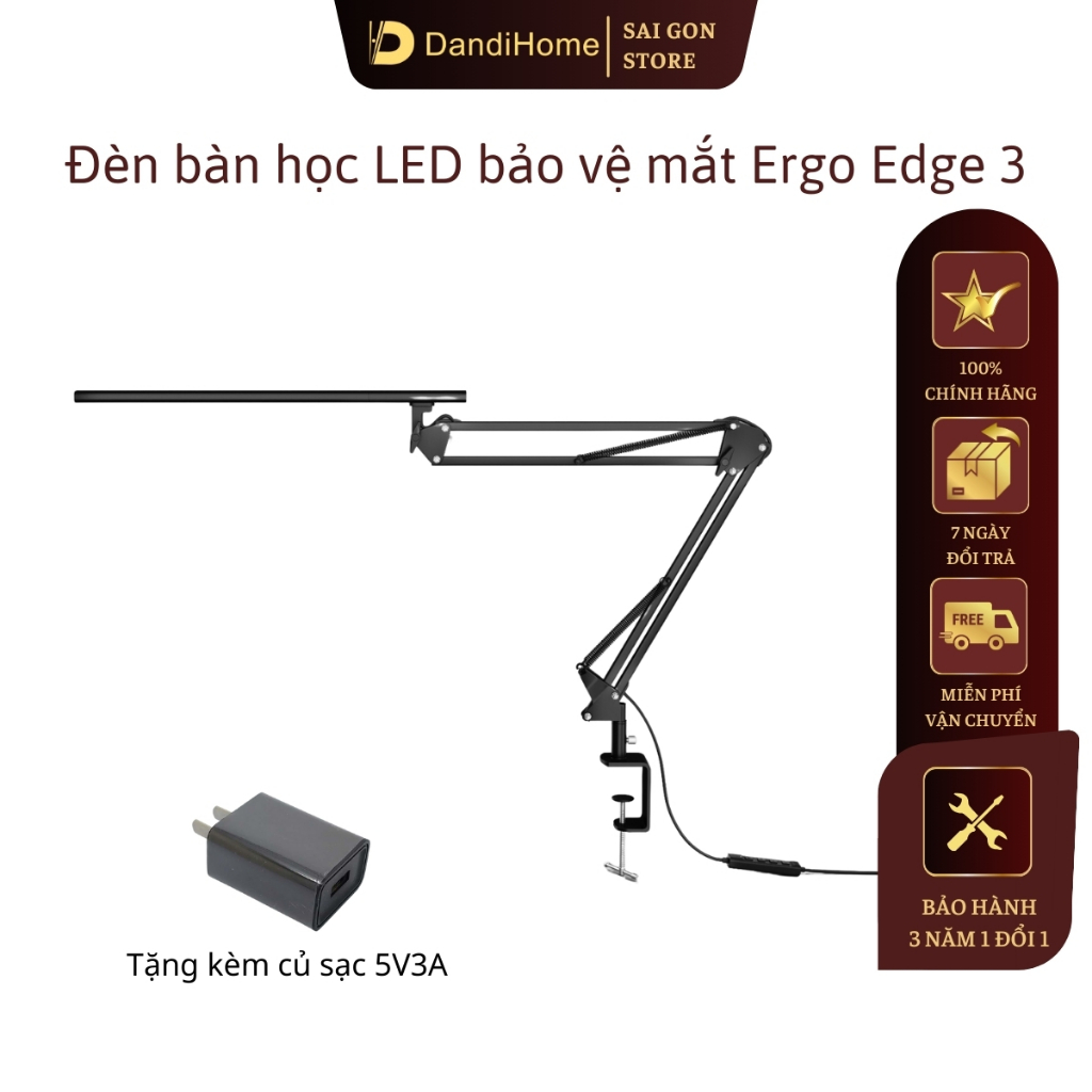 Đèn bàn học Led bảo vệ mắt Ergo Edge 3 DandiHome chống cận để làm việc, đọc sách cao cấp có thể kéo dài và gấp gọn