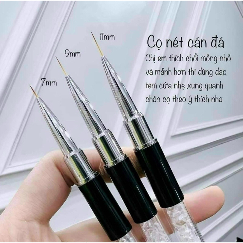 Cọ nét cán đá làm móng siêu sịn sò. cọ nét cán đá đủ size 9mm, 7mm, 11mm