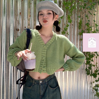 Áo len Cardigan Croptop cúc dọc hàng QC A405