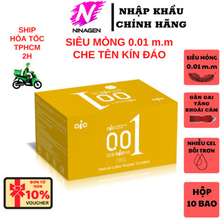 Bao cao su siêu mỏng 001 OiO gân gai nhiều gel bôi trơn kéo dài thời gian bcs chống xuất tinh sớm