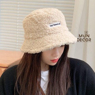 Mũ bucket lông cừu siêu hot, nón phong cách hàn quốc