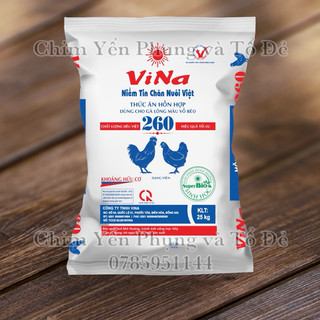 1 bao 25kg cám gà vina 260 dùng cho gà lông màu vỗ béo .