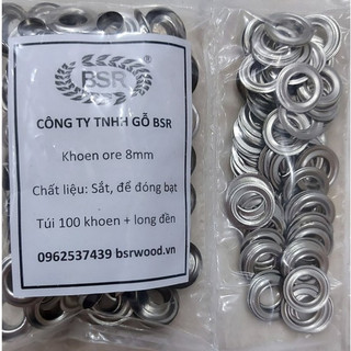Khoen ore 8mm Khuy mắt cáo đóng bạt, bấm bạt, bấm vải Bằng sắt Túi 100 cái