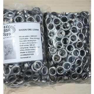 Khoen ore 12mm Khoen mắt cáo 12ly Thau không gỉ (mỏng) Màu bạc, vàng, đồng Khuy mắt cáo Chuyên bấm vải Phụ liệu may mặc