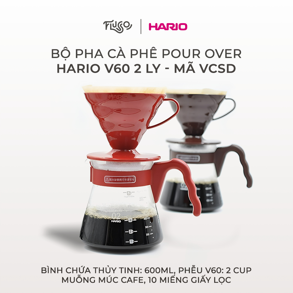 Bộ Pha Cà Phê Pour Over Hario V60 2 Ly - Mã VCSD