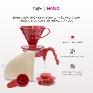 Bộ Pha Cà Phê Pour Over Hario V60 2 Ly - Mã VCSD
