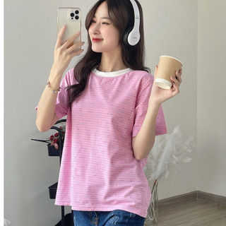 Áo thun nữ sọc form vừa siêu xinh MENINA_STUDIO, áo thun sọc form vừa viền cổ vải thun cotton