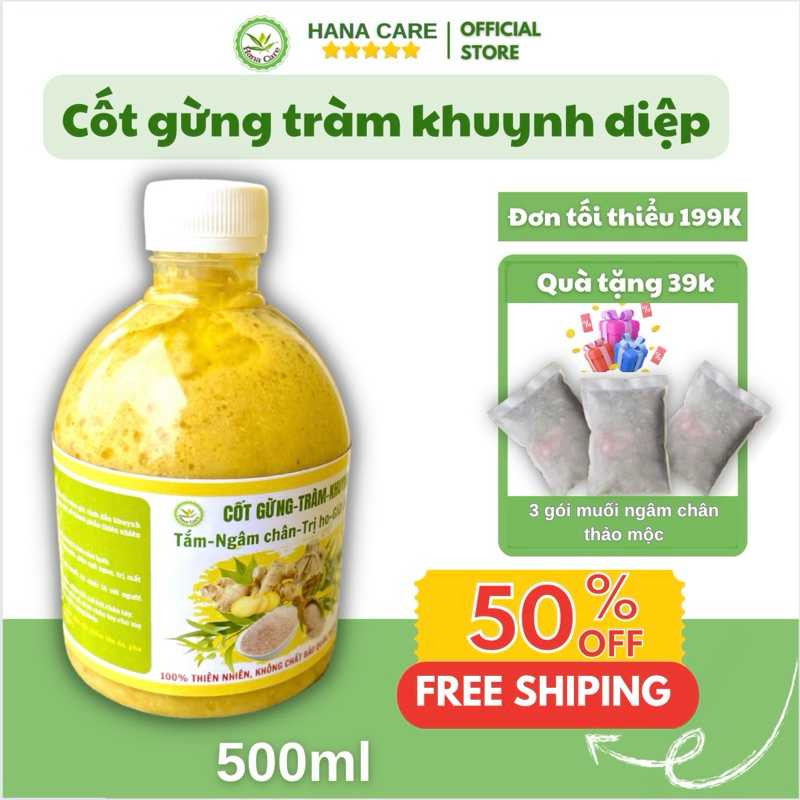 Cốt Gừng Tràm Khuynh Diệp Handmade Tắm Bé Ngâm Chân Giữ Ấm Cơ Thể 500ml