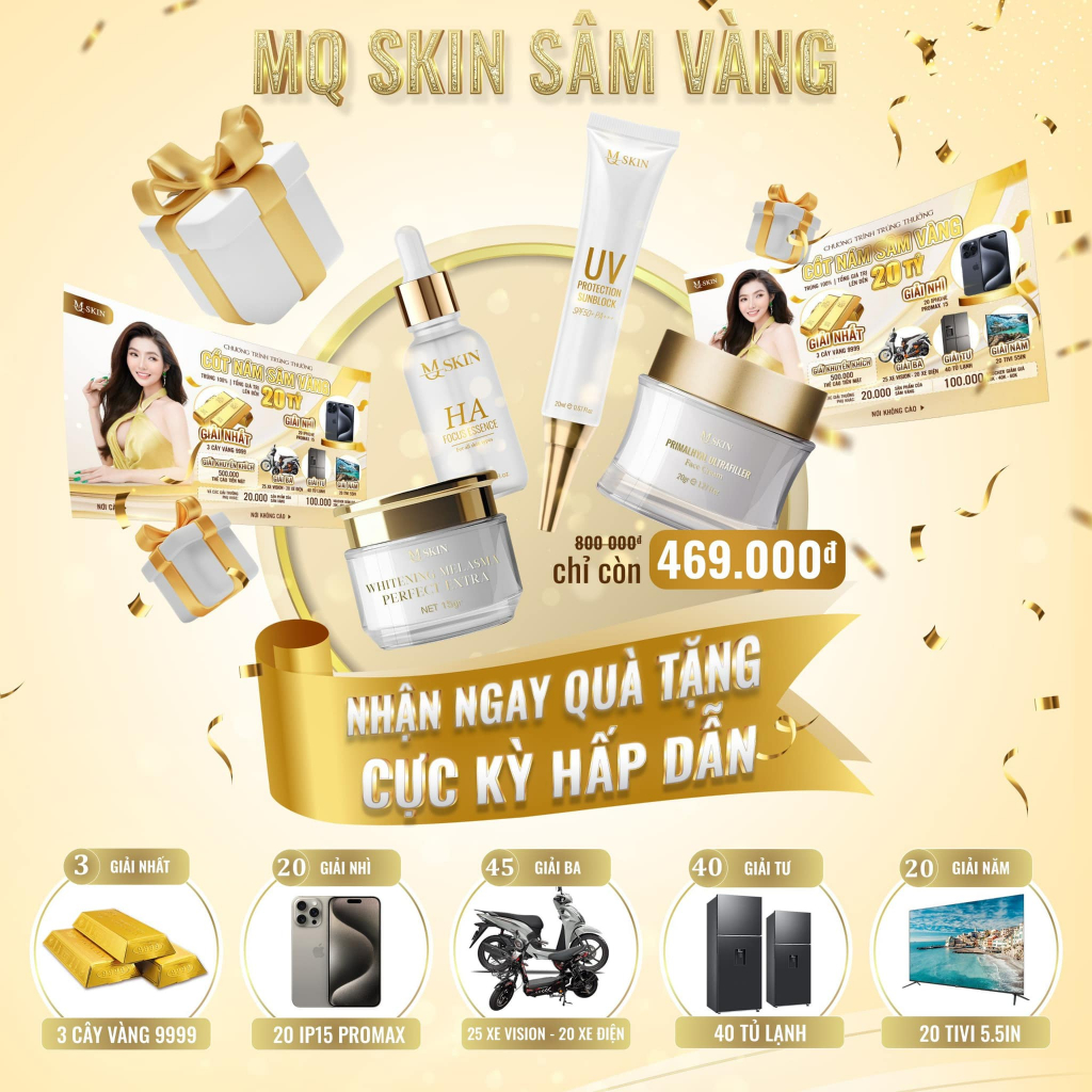 MQ Skin Sâm Vàng 4 món Kem face 20g, Cao nám 15g, Serum 10ml, Chống nắng 20ml | BigBuy360 - bigbuy360.vn