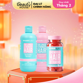 Combo set gội xả Hairburst 350ml/chai + Kẹo dẻo kích thích mọc tóc, chắc khỏe Chewable Hairbust 60 viên
