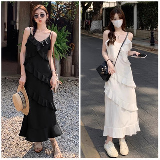 Đầm maxi phối bèo thiểu thư hot trend ( kèm ảnh thật )