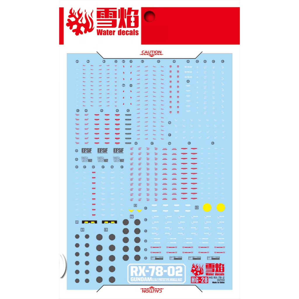 DECAL MÔ HÌNH XUEYAN XY - HG-28 - DECAL NƯỚC PHẢN QUANG CHO MÔ HÌNH HG 1/144 RX-78-2 VER GTO