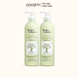 Dầu gội xả cho tóc dầu Biotin Collagen Voudioty xanh lá 500ml