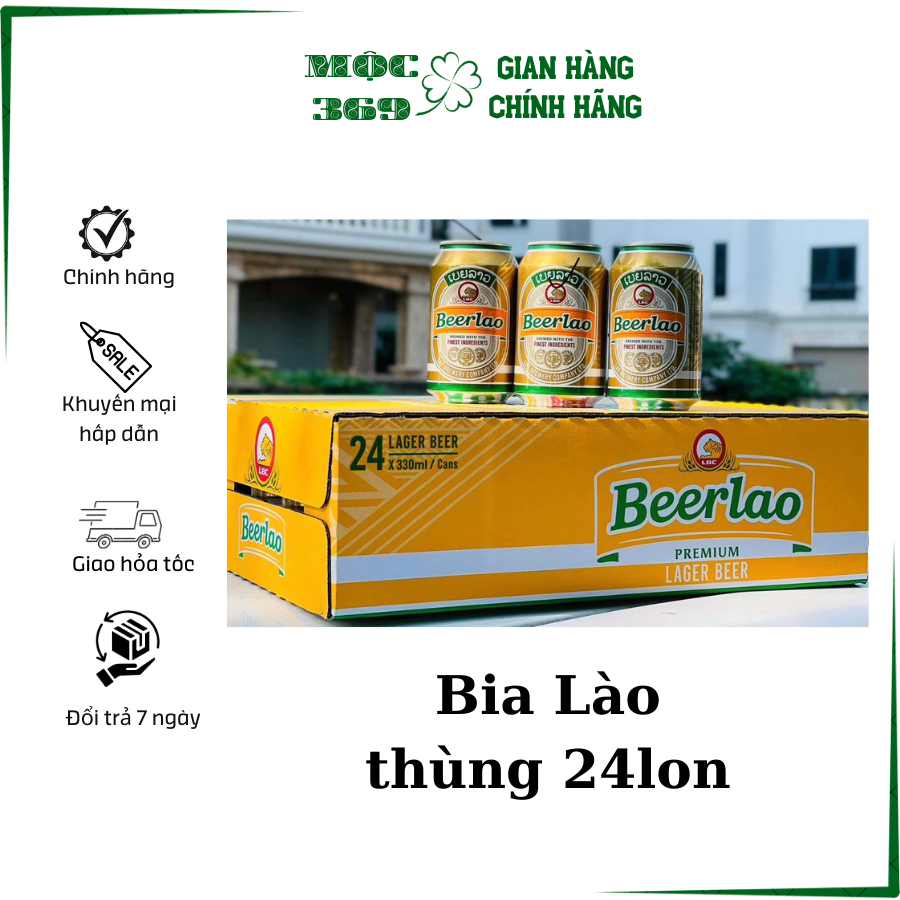 [ Hoả Tốc] Bia vàng Lào Beerlao Lager lon 330ml - thùng 24 lon,Nhập Lào