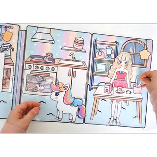 Đồ chơi Ngôi nhà ước mơ của bé Nana và chú ngựa bảy màu 🦄 - búp bê giấy