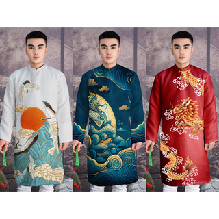 Áo dài thiết kế chất gấm nam big size 78kg-115kg