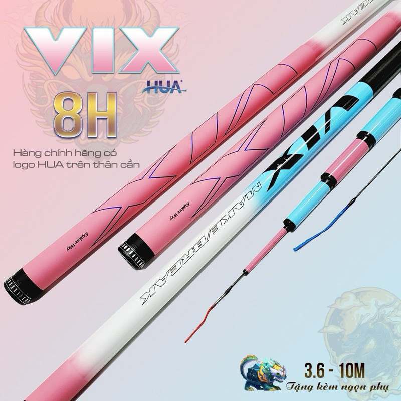 Cần Câu Tay MX/ Vix Hua 8H 19i Chính Hãng- Cần Câu Đơn, Cần Câu Đài Săn Hàng Bảo Hành Lóng, Tặng Kèm Ngọn Phụ Vufishing