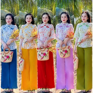 Set bộ bà ba cổ tàu , tay loe , trung hoa