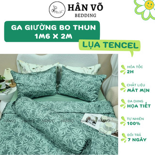 Ga 1m6x2m, bộ ga gối lụa tencel nhiều họa tiết hân võ cao cấp, chất liệu siêu mát mịn, set drap gối