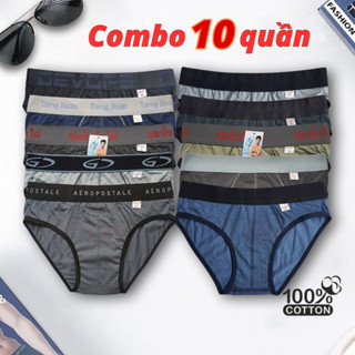 Combo 10 Quần Chip Nam Nhiều Lưng Ngẫu Nhiên Vải Cotton, Quần Xì Nam Thun Cao Cấp Co Giãn Bốn Chiều.