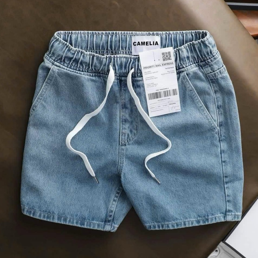 Quần Short Jean Túi Hộp Unisex Nam Nữ Lưng Chun Co Giãn | BigBuy360 - bigbuy360.vn