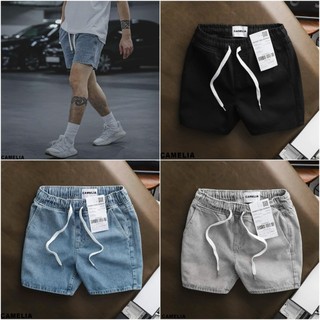 Quần Short Jean Trơn Form Trên Gối Basic