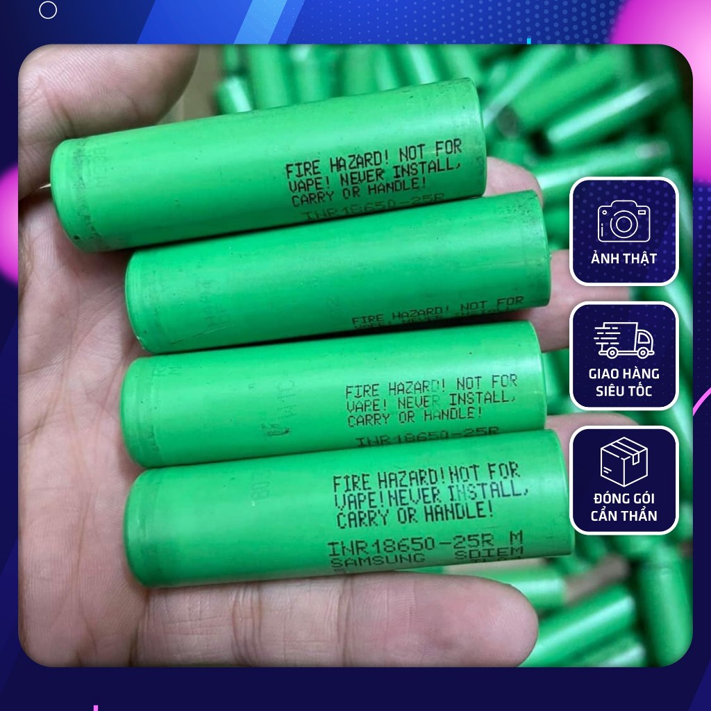 Cell Pin 18650 Samsung 25r DL 2500mAh - 3.7V xả 25A Tháo khối [ Tặng thêm cell ] 25r